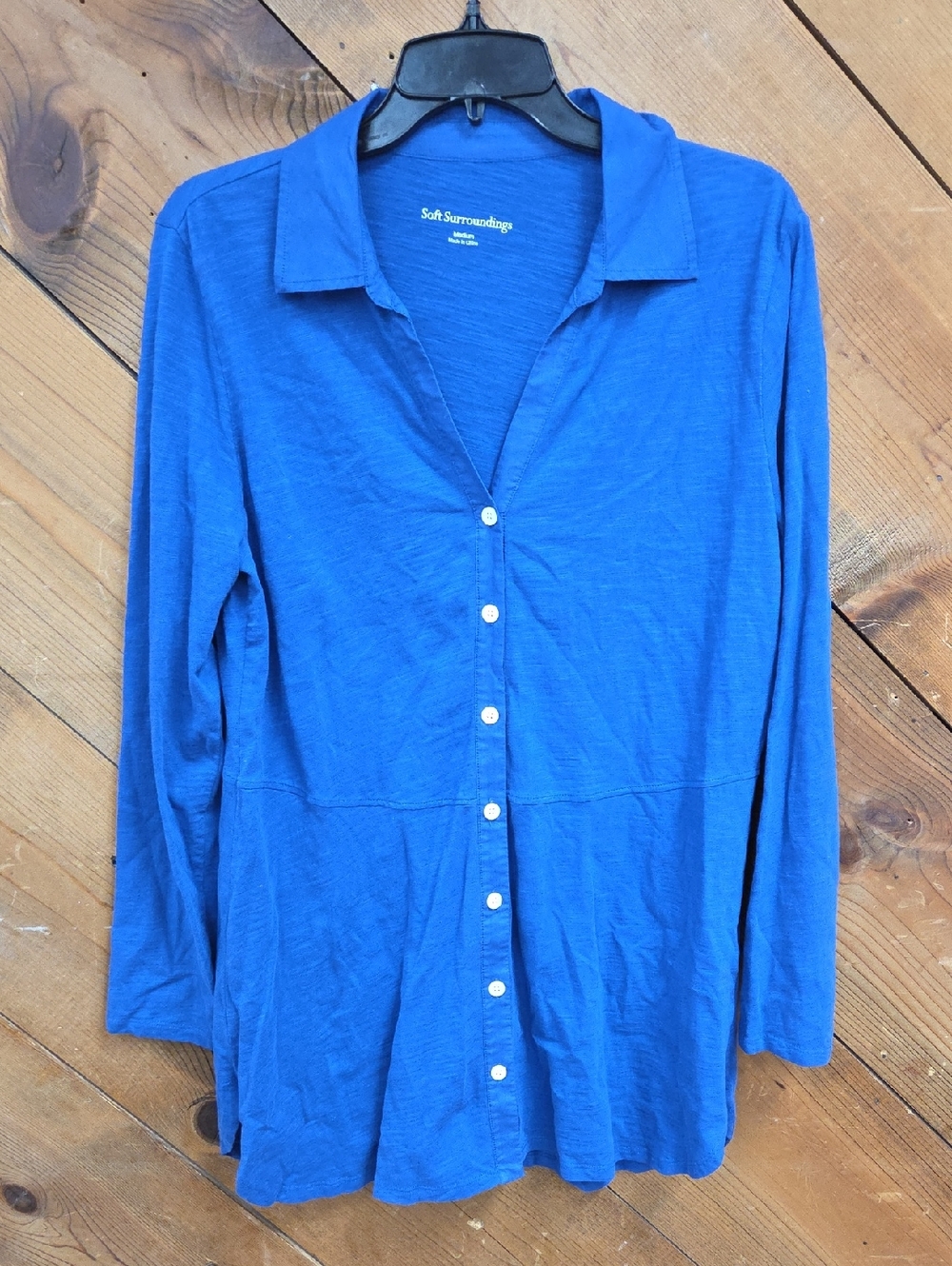 Soft Surroundings Royal Blue Button-Front Women's Shirt Medium